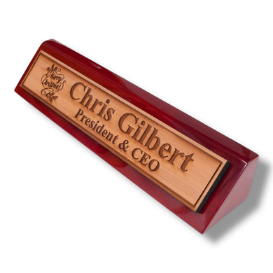 Desk Wedge Name Plate - PERSONALIZED - Merry Christmas - 11 Inches