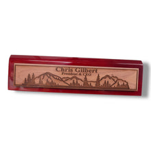 Load image into Gallery viewer, Desk Wedge Name Plate - PERSONALIZED - Mountain Scene - 11 Inches