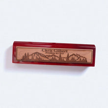 Load image into Gallery viewer, Desk Wedge Name Plate - PERSONALIZED - Mountain Scene - 11 Inches