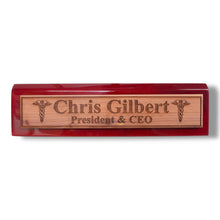 Load image into Gallery viewer, Desk Wedge Name Plate - PERSONALIZED - Pharmaceutical Caduceus Hermes - 11 Inches