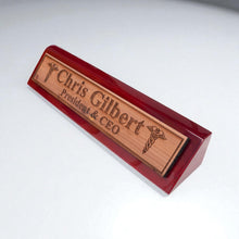 Load image into Gallery viewer, Desk Wedge Name Plate - PERSONALIZED - Pharmaceutical Caduceus Hermes - 11 Inches