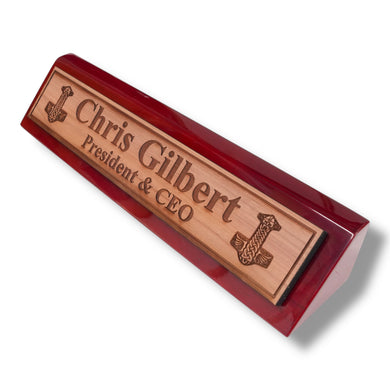 Desk Wedge Name Plate - PERSONALIZED - Mjolnir - 11 Inches