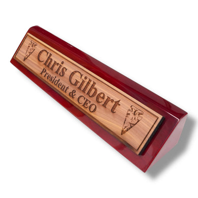 Desk Wedge Name Plate - PERSONALIZED - Arrowhead - 11 Inches