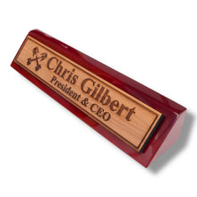 Load image into Gallery viewer, Desk Wedge Name Plate - PERSONALIZED - PIstons - 11 Inches