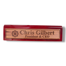 Load image into Gallery viewer, Desk Wedge Name Plate - PERSONALIZED - Ships Wheel - 11 Inches