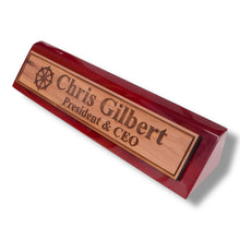 Load image into Gallery viewer, Desk Wedge Name Plate - PERSONALIZED - Ships Wheel - 11 Inches