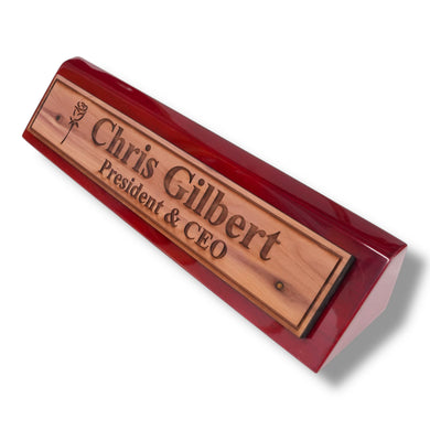 Desk Wedge Name Plate - PERSONALIZED - Rose - 11 Inches