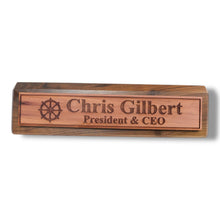 Load image into Gallery viewer, Desk Wedge Name Plate - PERSONALIZED - Ships Wheel - 11 Inches