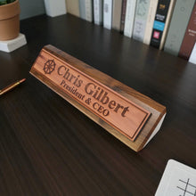 Load image into Gallery viewer, Desk Wedge Name Plate - PERSONALIZED - Ships Wheel - 11 Inches