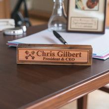 Load image into Gallery viewer, Desk Wedge Name Plate - PERSONALIZED - PIstons - 11 Inches