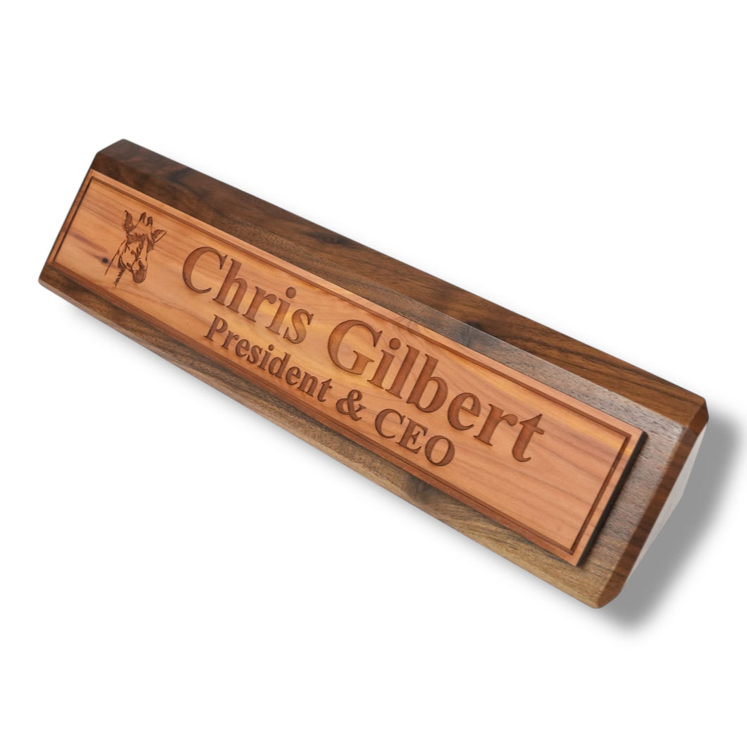 Desk Wedge Name Plate - PERSONALIZED - Giraffe - 11 Inches