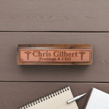 Load image into Gallery viewer, Desk Wedge Name Plate - PERSONALIZED - Pharmaceutical Caduceus Hermes - 11 Inches