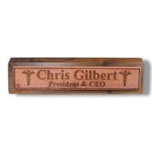 Load image into Gallery viewer, Desk Wedge Name Plate - PERSONALIZED - Pharmaceutical Caduceus Hermes - 11 Inches