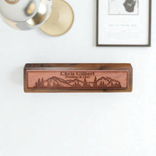 Load image into Gallery viewer, Desk Wedge Name Plate - PERSONALIZED - Mountain Scene - 11 Inches