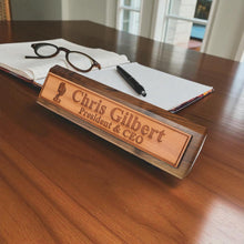 Load image into Gallery viewer, Desk Wedge Name Plate - PERSONALIZED - Microphone - 11 Inches