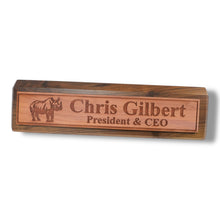 Load image into Gallery viewer, Desk Wedge Name Plate - PERSONALIZED - Indian Rhino - 11 Inches