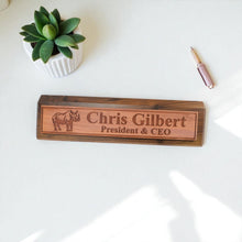 Load image into Gallery viewer, Desk Wedge Name Plate - PERSONALIZED - Indian Rhino - 11 Inches