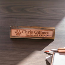 Load image into Gallery viewer, Desk Wedge Name Plate - PERSONALIZED - Dog Paw - 11 Inches