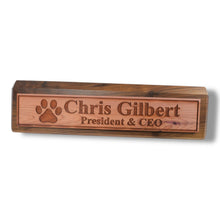 Load image into Gallery viewer, Desk Wedge Name Plate - PERSONALIZED - Dog Paw - 11 Inches