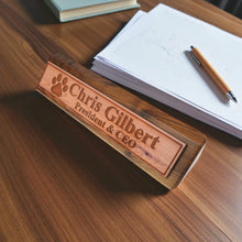 Load image into Gallery viewer, Desk Wedge Name Plate - PERSONALIZED - Dog Paw - 11 Inches