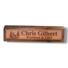 Load image into Gallery viewer, Desk Wedge Name Plate - PERSONALIZED - Deer Scene - 11 Inches
