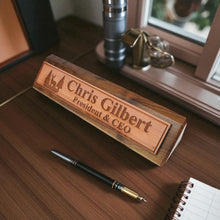 Load image into Gallery viewer, Desk Wedge Name Plate - PERSONALIZED - Deer Scene - 11 Inches