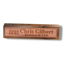 Load image into Gallery viewer, Desk Wedge Name Plate - PERSONALIZED - Football - WITH YOUR NUMBER - 11 Inches