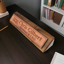 Load image into Gallery viewer, Desk Wedge Name Plate - PERSONALIZED - Football - WITH YOUR NUMBER - 11 Inches