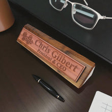 Load image into Gallery viewer, Desk Wedge Name Plate - PERSONALIZED - Gears - 11 Inches