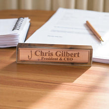Load image into Gallery viewer, Desk Wedge Name Plate - PERSONALIZED - Fish Hook - 11 Inches