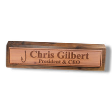 Load image into Gallery viewer, Desk Wedge Name Plate - PERSONALIZED - Fish Hook - 11 Inches