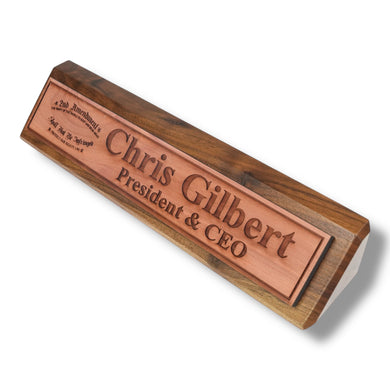 Desk Wedge Name Plate - PERSONALIZED - 2nd Amendment - 11 Inches
