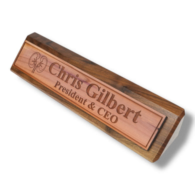 Desk Wedge Name Plate - PERSONALIZED - Kidney - 11 Inches