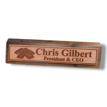 Load image into Gallery viewer, Desk Wedge Name Plate - PERSONALIZED - Gold Bars - 11 Inches