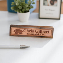 Load image into Gallery viewer, Desk Wedge Name Plate - PERSONALIZED - Gold Bars - 11 Inches
