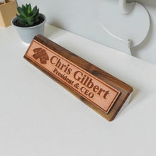 Load image into Gallery viewer, Desk Wedge Name Plate - PERSONALIZED - Gold Bars - 11 Inches