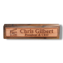 Load image into Gallery viewer, Desk Wedge Name Plate - PERSONALIZED - Worlds most awesome film director - 11 Inches
