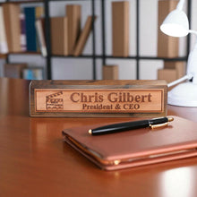 Load image into Gallery viewer, Desk Wedge Name Plate - PERSONALIZED - Worlds most awesome film director - 11 Inches