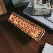 Load image into Gallery viewer, Desk Wedge Name Plate - PERSONALIZED - Worlds most awesome film director - 11 Inches