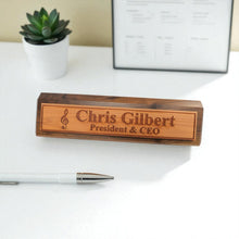 Load image into Gallery viewer, Desk Wedge Name Plate - PERSONALIZED - Treble Clef Music Note - 11 Inches