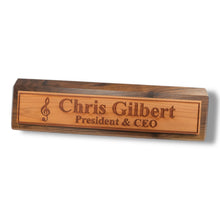 Load image into Gallery viewer, Desk Wedge Name Plate - PERSONALIZED - Treble Clef Music Note - 11 Inches