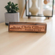 Load image into Gallery viewer, Desk Wedge Name Plate - PERSONALIZED - Charlotte NC Skyline - 11 Inches
