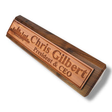 Load image into Gallery viewer, Desk Wedge Name Plate - PERSONALIZED - Charlotte NC Skyline - 11 Inches