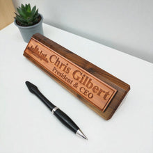 Load image into Gallery viewer, Desk Wedge Name Plate - PERSONALIZED - Charlotte NC Skyline - 11 Inches