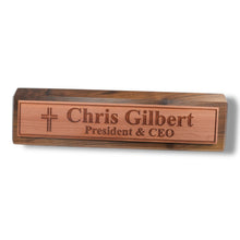 Load image into Gallery viewer, Desk Wedge Name Plate - PERSONALIZED - Cross - 11 Inches