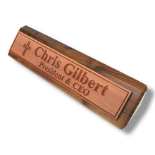 Load image into Gallery viewer, Desk Wedge Name Plate - PERSONALIZED - Cross - 11 Inches