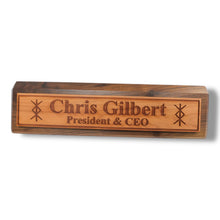 Load image into Gallery viewer, Desk Wedge Name Plate - PERSONALIZED - Viking Protection Rune - 11 Inches