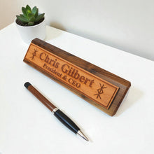 Load image into Gallery viewer, Desk Wedge Name Plate - PERSONALIZED - Viking Protection Rune - 11 Inches
