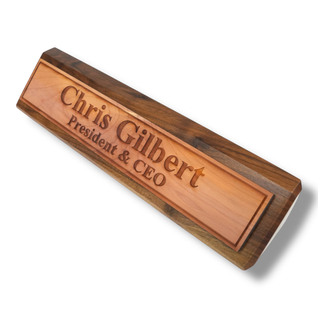 Desk Wedge Name Plate - Personalized Titles and Styles - 11 Inches