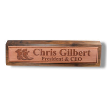 Load image into Gallery viewer, Desk Wedge Name Plate - PERSONALIZED - Cowboy Boots - 11 Inches
